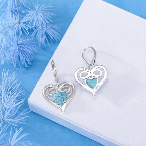 Infinity Love Heart Turquoise Dangle Earrings for Women, Sterling Silver Hypoallergenic Earrings Birthday Christmas Jewelry Gifts for Women Girls Mother Daughter Wife Mom Girlfriend Her in Kuwait