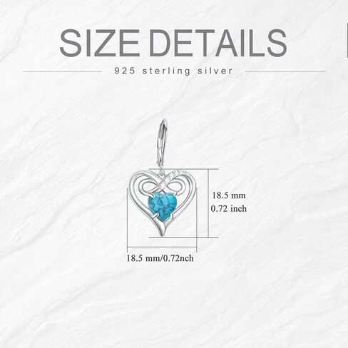 Infinity Love Heart Turquoise Dangle Earrings for Women, Sterling Silver Hypoallergenic Earrings Birthday Christmas Jewelry Gifts for Women Girls Mother Daughter Wife Mom Girlfriend Her in Kuwait
