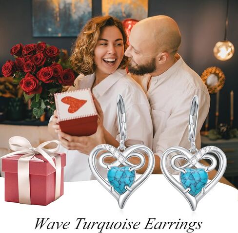 Infinity Love Heart Turquoise Dangle Earrings for Women, Sterling Silver Hypoallergenic Earrings Birthday Christmas Jewelry Gifts for Women Girls Mother Daughter Wife Mom Girlfriend Her in Kuwait