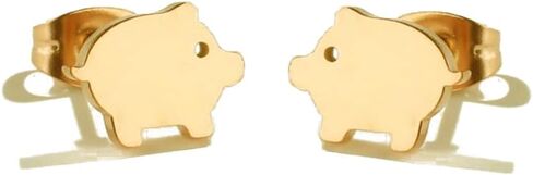 Simple Pig Stainless Steel Stud Earrings for Women Teen Girls Cartilage Hypoallergenic Tiny Small Studs Earring Minimalist Jewelry in Kuwait