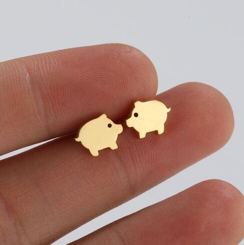 Simple Pig Stainless Steel Stud Earrings for Women Teen Girls Cartilage Hypoallergenic Tiny Small Studs Earring Minimalist Jewelry in Kuwait