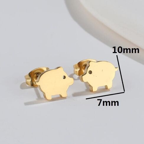 Simple Pig Stainless Steel Stud Earrings for Women Teen Girls Cartilage Hypoallergenic Tiny Small Studs Earring Minimalist Jewelry in Kuwait