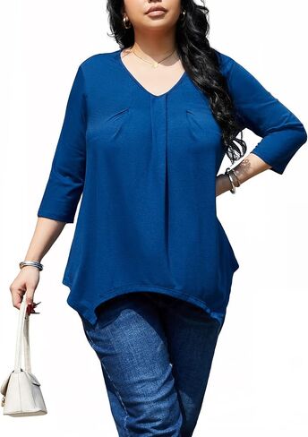 Plus Size Tunic Tops for Women 3/4 Sleeve Tunics Loose Fit Casual Dressy Blouse Shirt to Wear With Leggings in Saudi Arabia