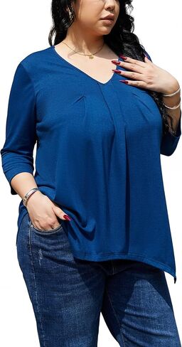 Plus Size Tunic Tops for Women 3/4 Sleeve Tunics Loose Fit Casual Dressy Blouse Shirt to Wear With Leggings in Saudi Arabia