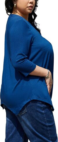 Plus Size Tunic Tops for Women 3/4 Sleeve Tunics Loose Fit Casual Dressy Blouse Shirt to Wear With Leggings in Kuwait