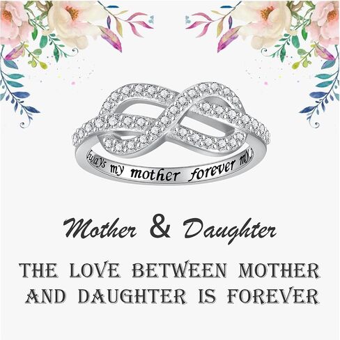 Infinity Knot Mother Daughter Ring - 925 Sterling Silver Always My Mother Daughter Forever My Friend Jewelry Gift for Women Mothers Day Birthday in Saudi Arabia
