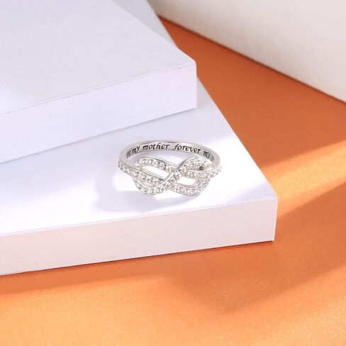 Infinity Knot Mother Daughter Ring - 925 Sterling Silver Always My Mother Daughter Forever My Friend Jewelry Gift for Women Mothers Day Birthday in Saudi Arabia