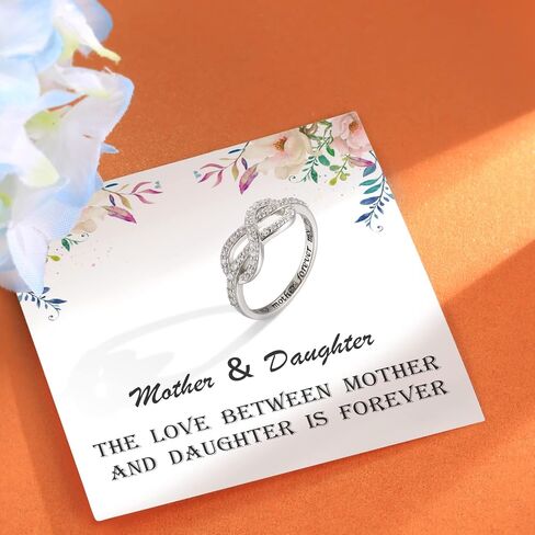 Infinity Knot Mother Daughter Ring - 925 Sterling Silver Always My Mother Daughter Forever My Friend Jewelry Gift for Women Mothers Day Birthday in Saudi Arabia