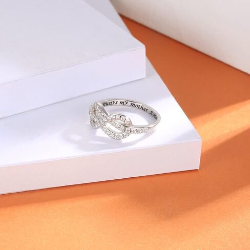 Infinity Knot Mother Daughter Ring - 925 Sterling Silver Always My Mother Daughter Forever My Friend Jewelry Gift for Women Mothers Day Birthday in Saudi Arabia
