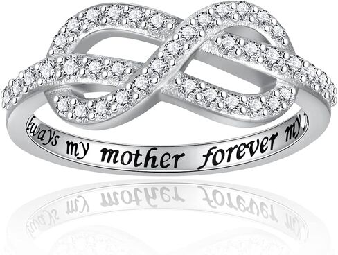 Infinity Knot Mother Daughter Ring - 925 Sterling Silver Always My Mother Daughter Forever My Friend Jewelry Gift for Women Mothers Day Birthday in Saudi Arabia