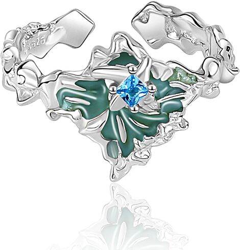 Zaycca 925 Sterling Silver Enameled Crystal Ring Unique Opening Adjustable Ring in Saudi Arabia