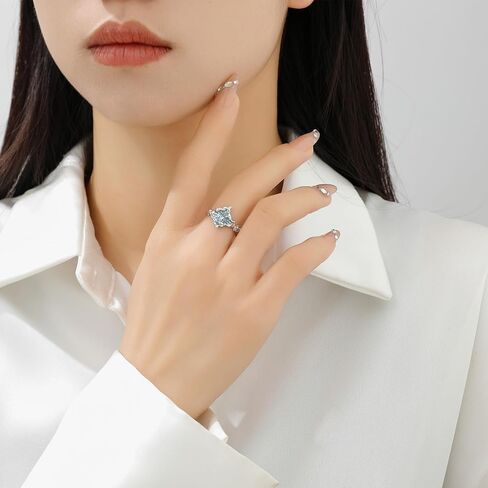 Zaycca 925 Sterling Silver Enameled Crystal Ring Unique Opening Adjustable Ring in Saudi Arabia