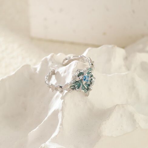 Zaycca 925 Sterling Silver Enameled Crystal Ring Unique Opening Adjustable Ring in Saudi Arabia