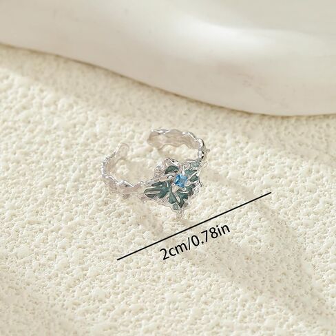 Zaycca 925 Sterling Silver Enameled Crystal Ring Unique Opening Adjustable Ring in Saudi Arabia