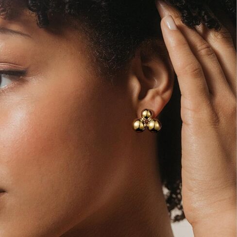 KissYan Gold Beaded Hoop Earrings, 14K Gold Plated Round Ball Drop Earrings Lightweight Chunky Statement Beads Huggie Earrings Dainty Jewelry Gifts for Women Girls in Kuwait