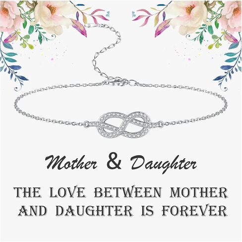 Infinity Knot Mother Daughter Ring - 925 Sterling Silver Always My Mother Daughter Forever My Friend Jewelry Gift for Women Mothers Day Birthday in Saudi Arabia