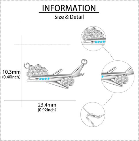 HUKKUN Airplane Necklace 925 Sterling Silver Travel Necklace for Women Airplane Jewelry Gifts for Stewardess Flight Attendants Pilots in Saudi Arabia