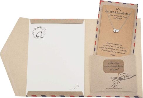 قلادة حفيدة من مجوهرات كوان للحفيدة، قلادة قلادة على شكل قلب وقمر، هدايا عيد ميلاد ملهمة للنساء مع بطاقة تهنئة in Kuwait