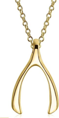 LS Artisan - Wishbone Pendant Necklace - 14k Gold Plated Pendant Necklaces - 925 Sterling Silver - 2pc Set includes chain and Wishbone Gold Necklace for Women and Teens - Jewelry Gift in Saudi Arabia