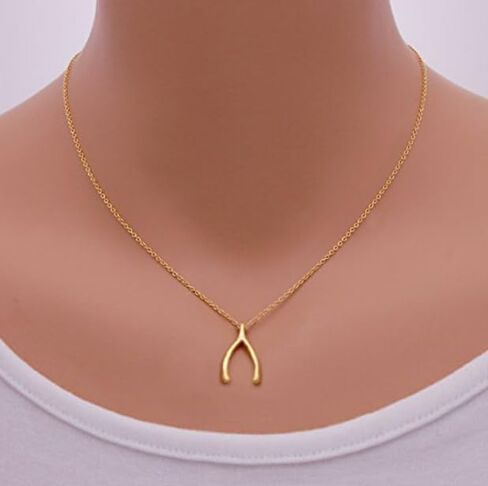 LS Artisan - Wishbone Pendant Necklace - 14k Gold Plated Pendant Necklaces - 925 Sterling Silver - 2pc Set includes chain and Wishbone Gold Necklace for Women and Teens - Jewelry Gift in Saudi Arabia