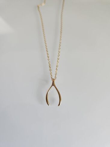 LS Artisan - Wishbone Pendant Necklace - 14k Gold Plated Pendant Necklaces - 925 Sterling Silver - 2pc Set includes chain and Wishbone Gold Necklace for Women and Teens - Jewelry Gift in Saudi Arabia