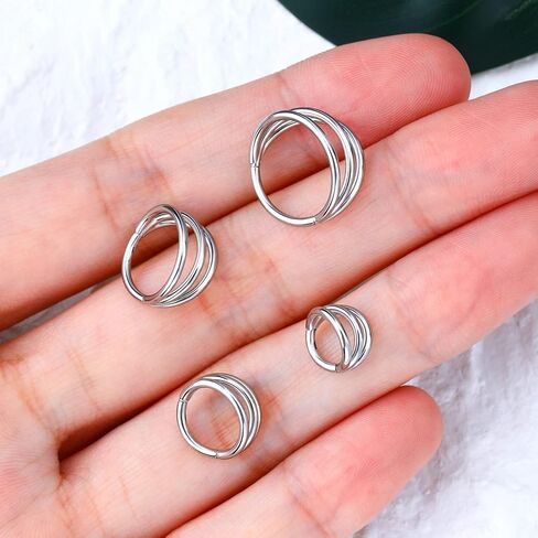 COCHARM Helix Daith Earring 16g Cartilage Helix Hoop Earring Triple Double Hoop Nose Ring Surgical Steel for Women Men 6/8/10/12mm in Saudi Arabia