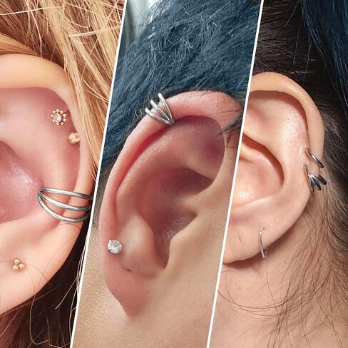 COCHARM Helix Daith Earring 16g Cartilage Helix Hoop Earring Triple Double Hoop Nose Ring Surgical Steel for Women Men 6/8/10/12mm in Saudi Arabia