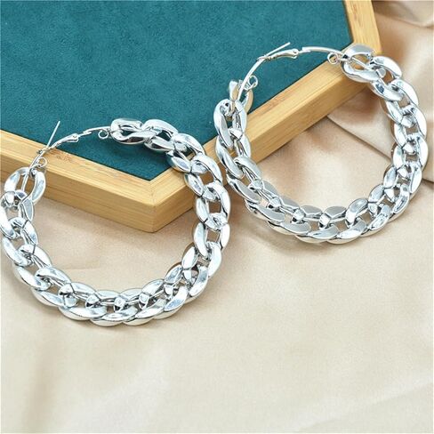 JOYA GIFT Retro Gold Exaggerated Hoop Earrings Thick Chain Buckle Geometric Circle Hoop Hip Hop Jewelry for Women Girls in Kuwait
