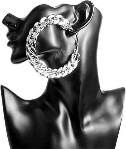JOYA GIFT Retro Gold Exaggerated Hoop Earrings Thick Chain Buckle Geometric Circle Hoop Hip Hop Jewelry for Women Girls in Kuwait