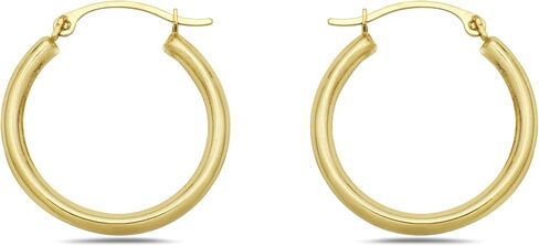 10K Gold 2mm x 22mm Squared off hoop Earrings French Lock Closure - Jewelry for Women/Girls - Small Hoop Earrings in Saudi Arabia