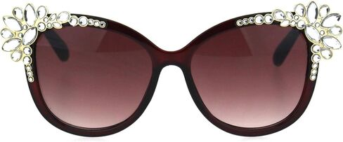 SA106 Womens Large Rhinestone Jewel Trim Plastic Butterfly Sunglasses in Saudi Arabia