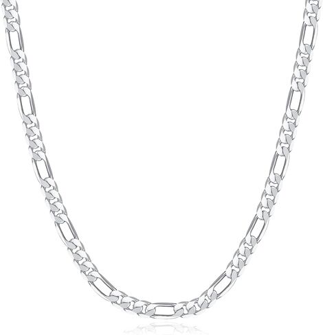 GLIJWELE Sterling Silver Chain Figaro Chain for Men，Silver Chain 3mm Diamond Cut Chain Necklace Men Jewelry Gifts 16-30inches in Saudi Arabia