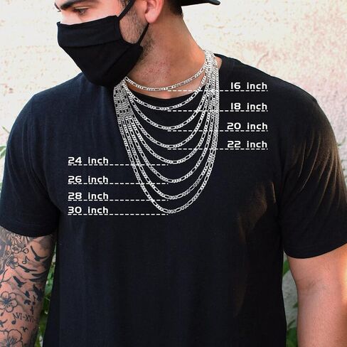 GLIJWELE Sterling Silver Chain Figaro Chain for Men，Silver Chain 3mm Diamond Cut Chain Necklace Men Jewelry Gifts 16-30inches in Saudi Arabia