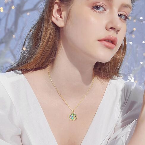 Aihpos 14K Solid Gold Aquarius Necklace - Unique Aquarius Constellation Necklace Yellow Gold Aquarius Pendant Necklace in Kuwait