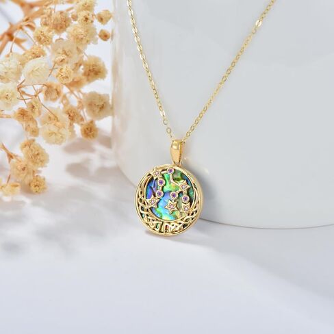 Aihpos 14K Solid Gold Aquarius Necklace - Unique Aquarius Constellation Necklace Yellow Gold Aquarius Pendant Necklace in Kuwait