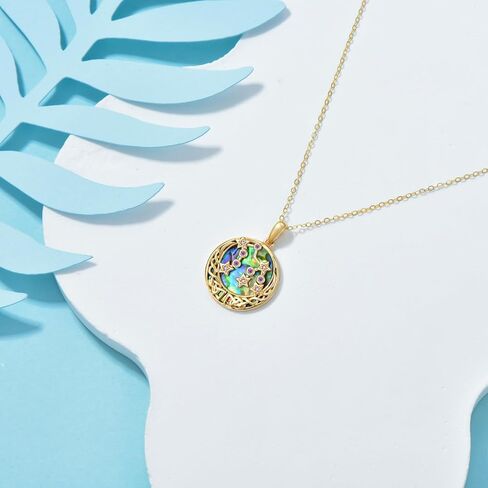 Aihpos 14K Solid Gold Aquarius Necklace - Unique Aquarius Constellation Necklace Yellow Gold Aquarius Pendant Necklace in Kuwait