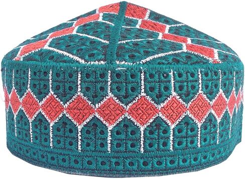 Kufi Men's Unisex Skull Cap Colorful Women's Solid Hat Hand Embroidered Kufi Caps Knitted Beanie Summer Headwear in Saudi Arabia