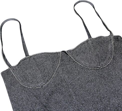ZGMYC Women's Sexy Glitter Rhinestone Spaghetti Strap Mini Dress Sleeveless Low-Cut Bodycon Cocktail Party Club Dress in Kuwait