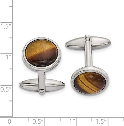 FB Jewels Solid Stainless Steel Polished Tigers Eye Cuff Links, stainless steel in Saudi Arabia
