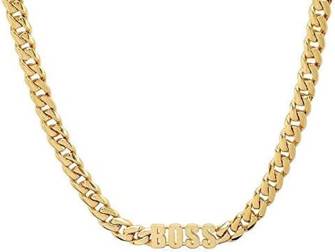 14K Gold BOSS Cuban link Chain Pendant Necklace Solid Clasp for Men,Women, girls, Teens Thin for Charms Miami Cuban Link Diamond Cut Fashion jewelry in Saudi Arabia