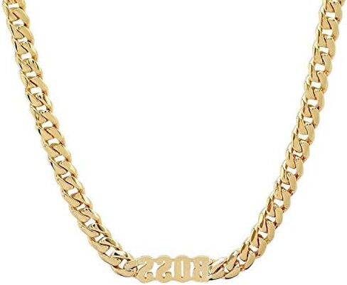 14K Gold BOSS Cuban link Chain Pendant Necklace Solid Clasp for Men,Women, girls, Teens Thin for Charms Miami Cuban Link Diamond Cut Fashion jewelry in Kuwait