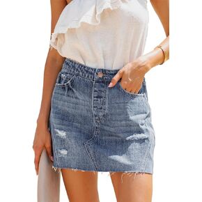 Women's Jean Mini Skirt High Waist Above Knee Length Bodycon Vintage Pocket Denim Summer Short Skirts for Women