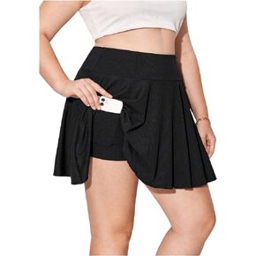 Floerns Women's Plus Size High Waist Pleated Hem Skirts Shorts with Pocket