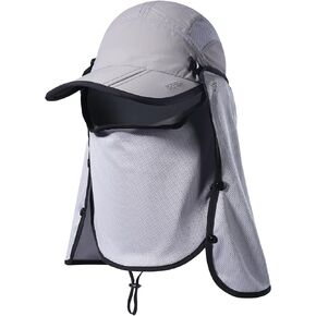 Foldable Fishing Cap with Neck Flap, UPF 50+ Sun Protection, Windproof, Removable Design, Multi-Level Adjustment