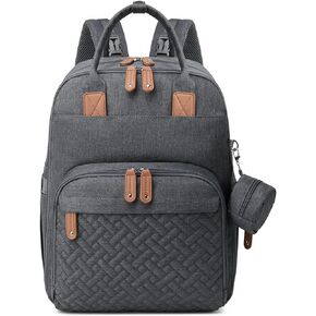 JOLLITO Diaper Bag Backpack - Multifunction Travel Backpack Maternity Baby Changing Bags, Diaper Changing Totes, Large Capacity, Waterproof and Stylish, Baby Registry Essential, Gray