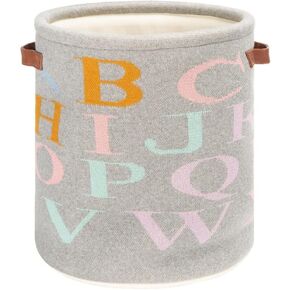 SAFAVIEH Baby Collection Alphabet Grey Cotton Nursery Storage Basket with Handles (Fully Assembled)