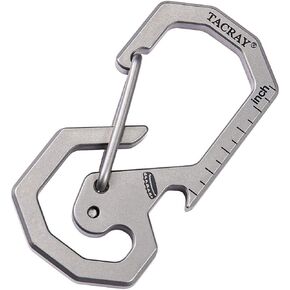 TACRAY Compact Carabiner Keychain Clip, Titanium EDC key holder, Anti-Lost Keychain Hook, Multi-tool Bottle Opener Keychain, Quick Released Backpack Clasp