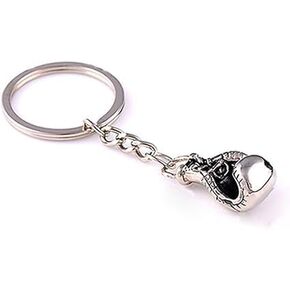 1Pc Silver Boxing Glove Style Keychain Zinc Alloy Key Holder Car Key Ring, Car Keychains, Car Accessories