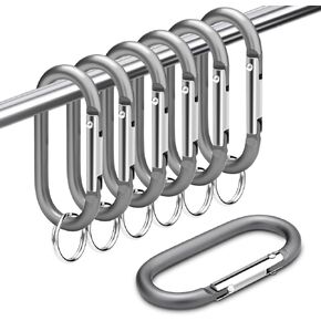 CooBigo 12 Set Oval Small Carabiner Clip 2" Key Chain Holder for EDC Flashlight Tools (Multicolor, Aluminum)