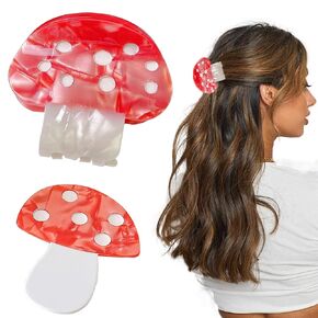 2 PCS Mushroom Hair Clips Mushroom Hair Claw Clip for Thin & Thick Hair Non-Slip Hair Catch Barrette Jaw Clamp Hair Clips Fashion Hair Accessories Acetate Hair Clips for Women Girls